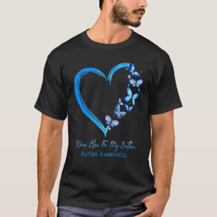 T-shirt Je Porte Du Bleu Pour Mon Frère Coeur Papillon Aut