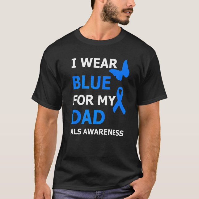T-shirt Je Porte Du Bleu Pour Mon Papa Ruban (Devant)