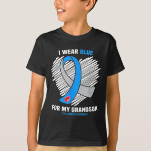 T-shirt Je Porte Du Bleu Pour Mon Petit-Fils Type 1 Diabèt