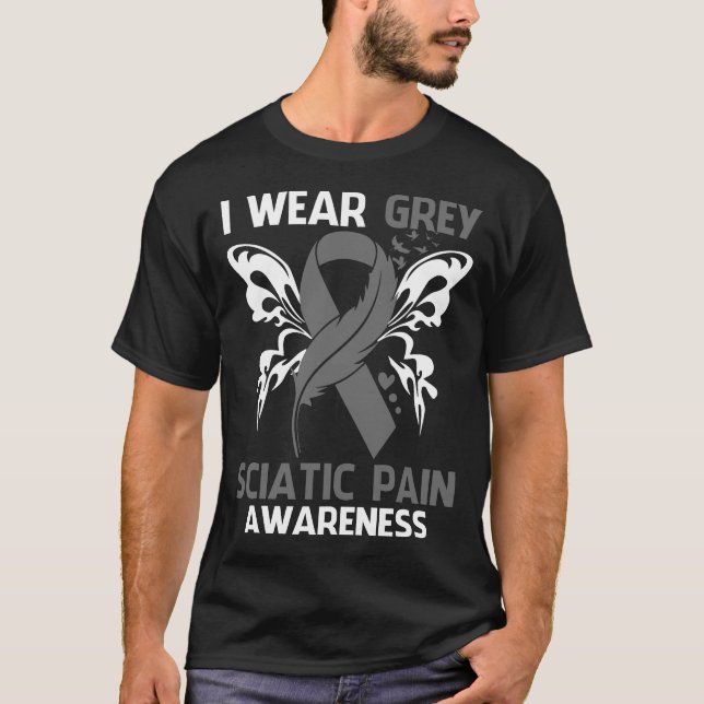 T-shirt Je Porte Du Gray Pour La Sensibilisation SCIATIQUE (Devant)