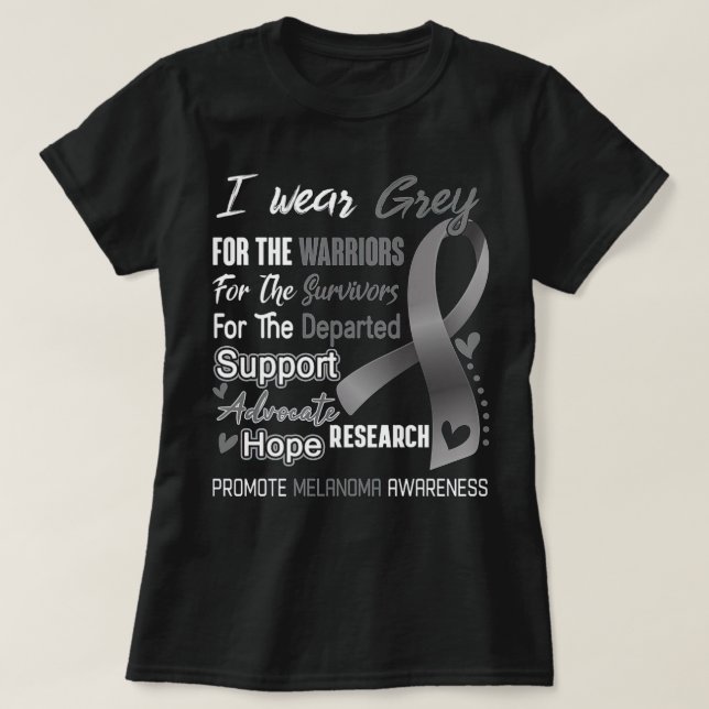 T-shirt Je Porte Du Gris Pour Le Melanoma Sensibilisation  (Design devant)