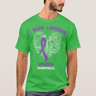 T-shirt Je Porte Du Lavande Pour L'Épilepsie Sensibilisati