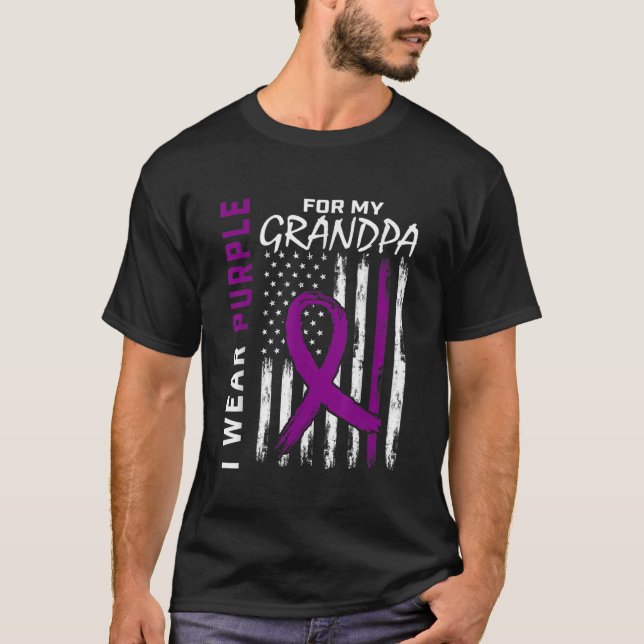 T-shirt Je Porte Du Purple Pour Grand-Père Pancréatique Ca (Devant)