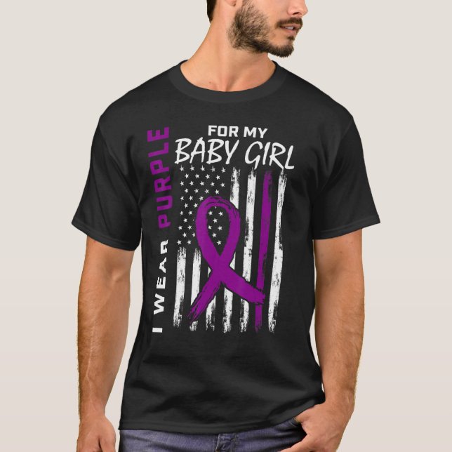T-shirt Je Porte Du Purple Pour Mon Bébé Fille Sensibilisa (Devant)