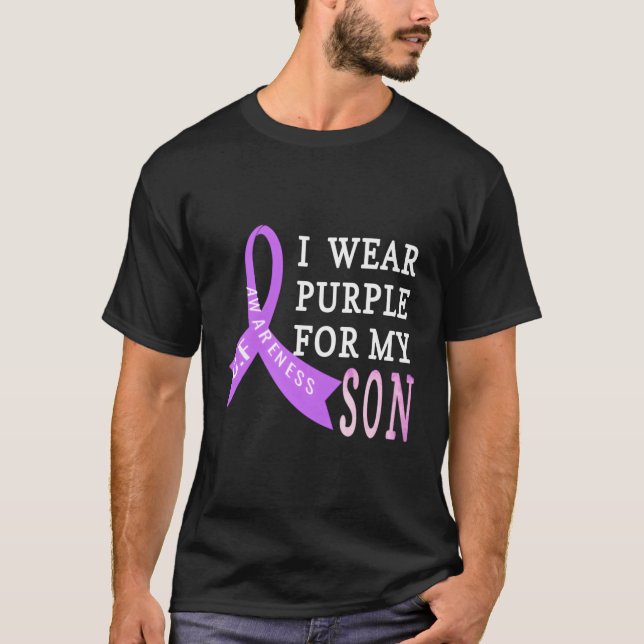 T-shirt Je Porte Du Purple Pour Mon Fils Fibrose Cystique  (Devant)