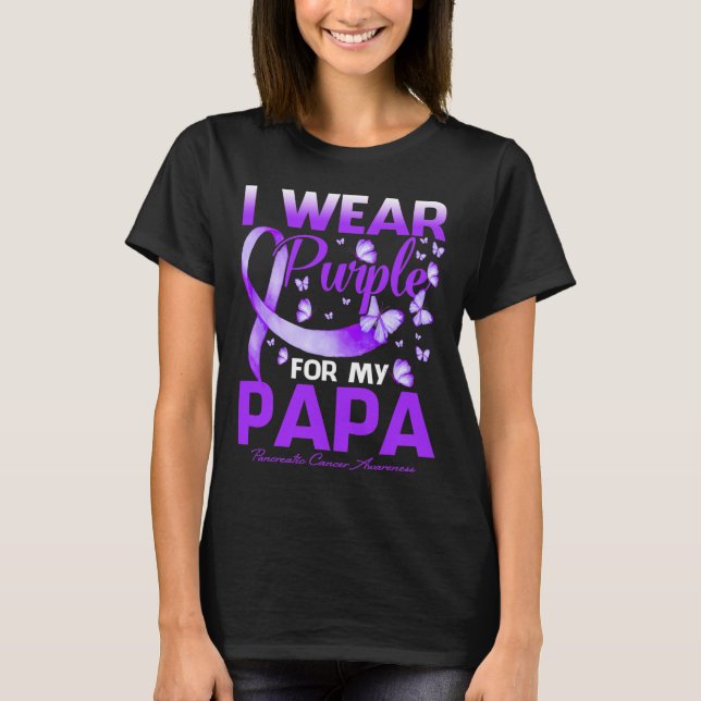 T-shirt Je Porte Du Purple Pour Mon Papa Pancreatic Cancer (Devant)