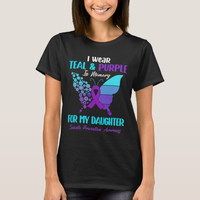 T-shirt Je Porte Du Purple Turquoise En Mémoire Du Suicide (Devant)
