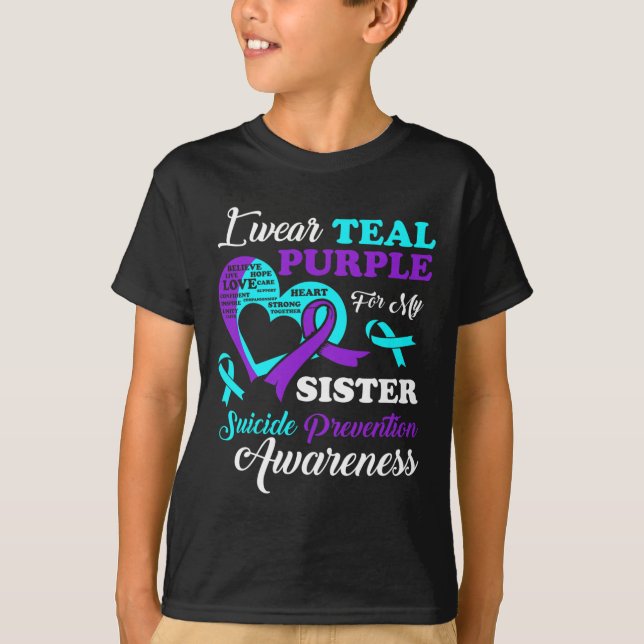 T-shirt Je Porte Du Purple Turquoise Pour La Prévention Su (Devant)