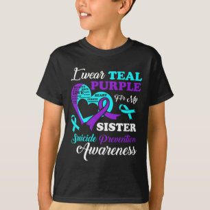 T-shirt Je Porte Du Purple Turquoise Pour La Prévention Su