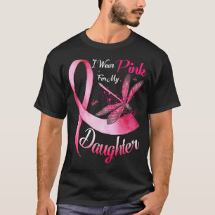 T-shirt Je Porte Du Rose Pour Ma Fille Dragonfly Rose Ribb