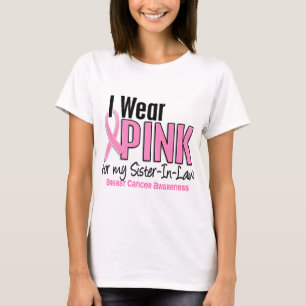 T-shirt Je Porte Du Rose Pour Ma Soeur-En-Belle 10 Cancer 