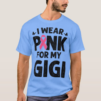 T-shirt Je Porte Du Rose Pour Mon Gigi Papillon Cancer Du