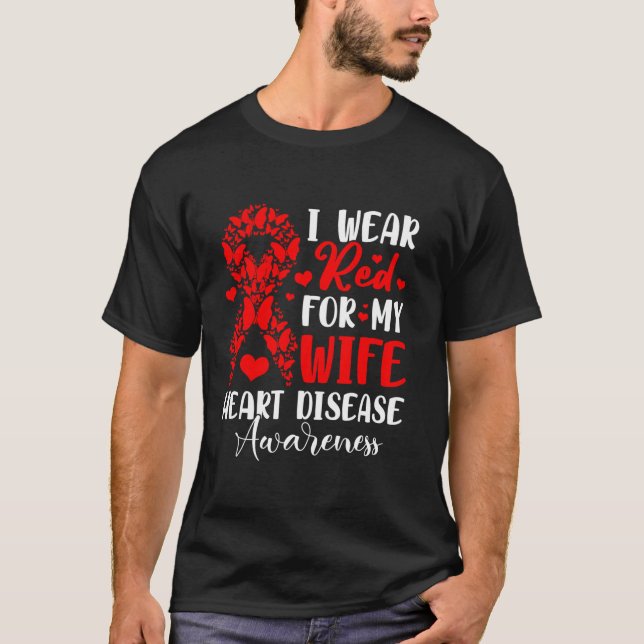 T-shirt Je Porte Du Rouge Pour Ma Femme Sensibilisation Au (Devant)