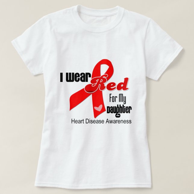 T-shirt Je Porte Du Rouge Pour Ma Fille Maladie Cardiaque (Design devant)