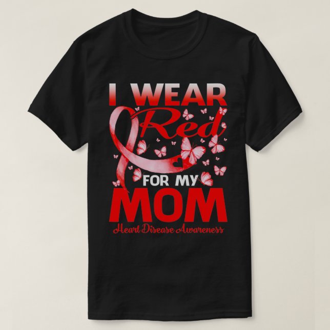T-shirt Je porte du rouge pour ma mère, sensibilisation à  (Design devant)