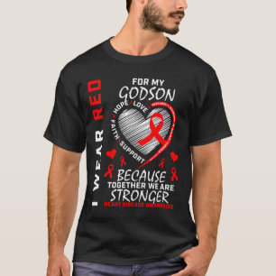 T-shirt Je Porte Du Rouge Pour Mon Godson Heart Disease Aw
