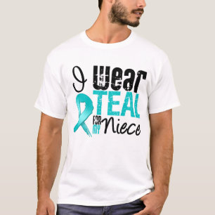 T-shirt Je Porte Du Ruban Turquoise Pour Ma Nièce
