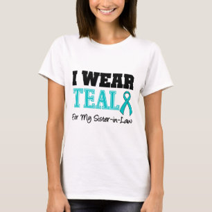 T-shirt Je Porte Du Ruban Turquoise Pour Ma Soeur En Droit