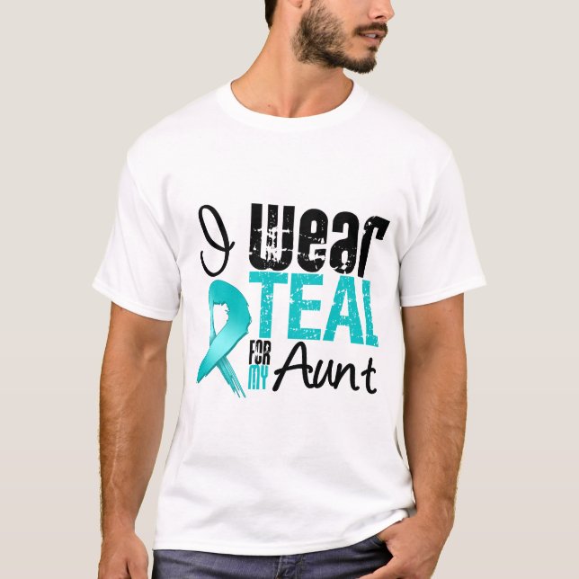 T-shirt Je Porte Du Ruban Turquoise Pour Ma Tante (Devant)