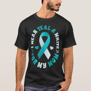 T-shirt Je porte du sarcelle et blanc pour le cancer du co