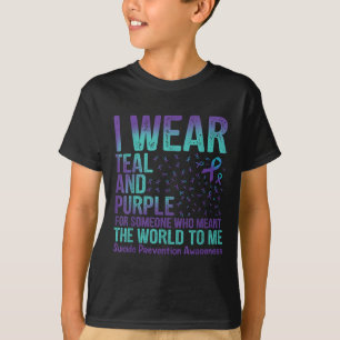 T-shirt Je porte du sarcelle et du violet pour la préventi