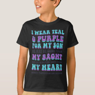 T-shirt Je porte du sarcelle et du violet pour la préventi
