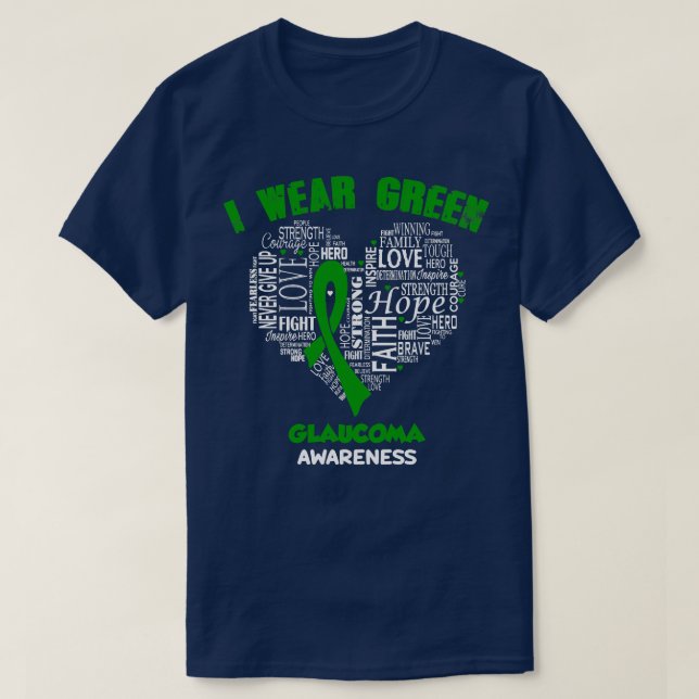 T-shirt Je Porte Du Vert Pour Glaucoma Sensibilisation Foi (Design devant)