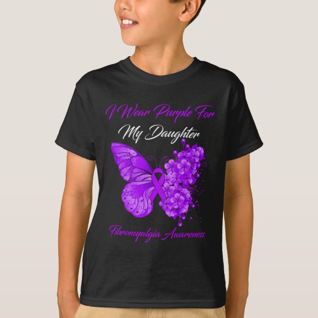 T-shirt Je Porte Du Violet Pour Ma Fille Fibromyalgie Guer (Devant)