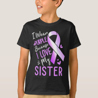 T-shirt Je porte du violet pour ma sœur Sensibilisation au