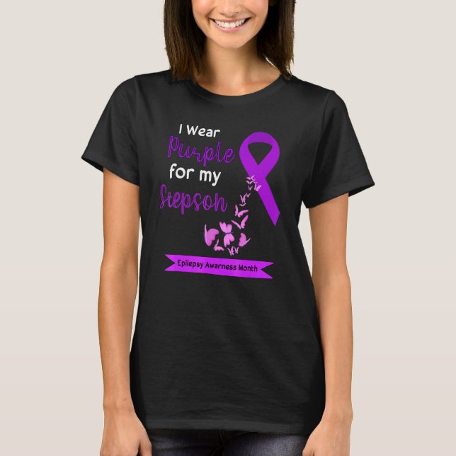 T-shirt Je Porte Du Violet Pour Mon Stepson Epilepsy Aware (Devant)