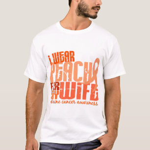 T-shirt Je porte la pêche pour mon Cancer utérin de