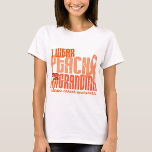 T-shirt Je porte la pêche pour mon Cancer utérin de la