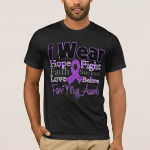 T-shirt Je porte la tante pourpre de collage - Cancer