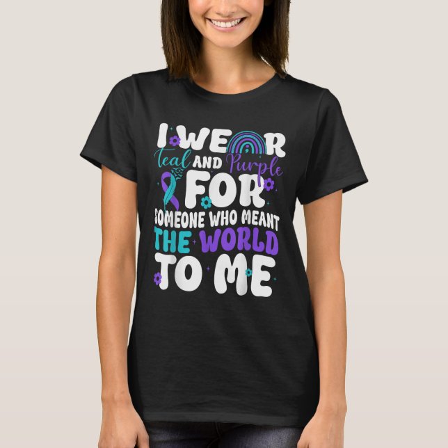 T-shirt Je Porte le &amp Turquoise; Purple Suicide Prevent (Devant)