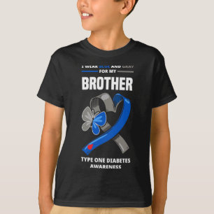 T-shirt Je porte le bleu et le gris pour mon frère type un