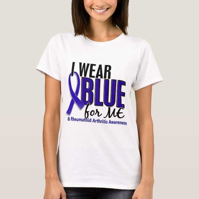 T-shirt Je porte le bleu je RA de rhumatisme articulaire (Devant)