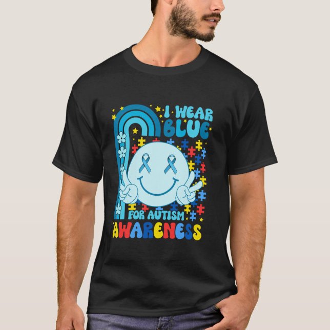 T-shirt Je porte le bleu pour la Sensibilisation sur l'aut (Devant)