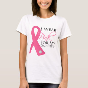 T-shirt Je porte le cancer du sein rose de fille