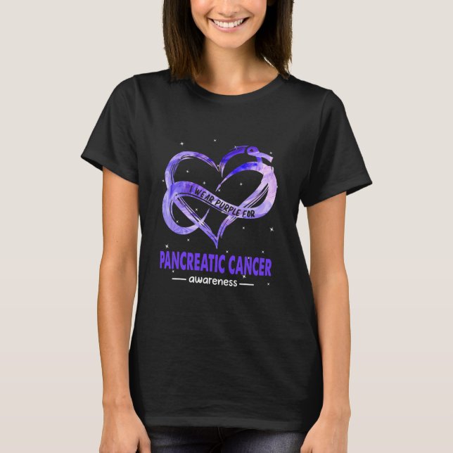 T-shirt Je Porte Le Cancer Pancréatique Violet (Devant)
