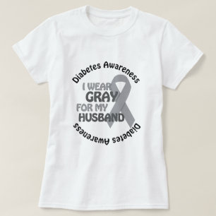 T-shirt Je porte le gris pour mon diabète Awar de soutien