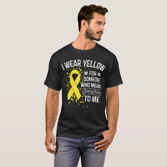 T-shirt Je porte le jaune - cadeau jaune de ruban de (Devant entier)