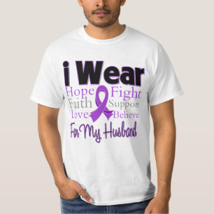 T-shirt Je porte le mari pourpre de collage - Cancer