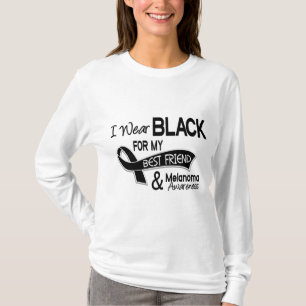 T-shirt Je porte le noir pour mon mélanome du meilleur am