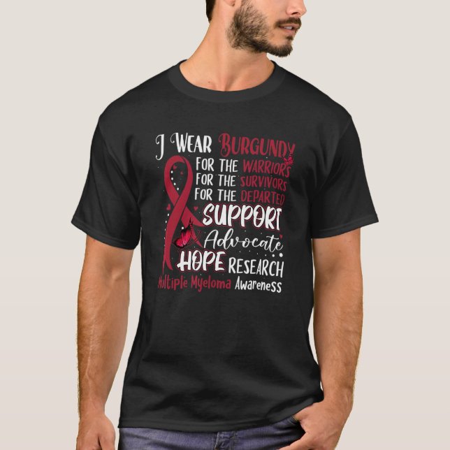 T-shirt Je Porte Le Papillon Bourgogne Support Multiples M (Devant)