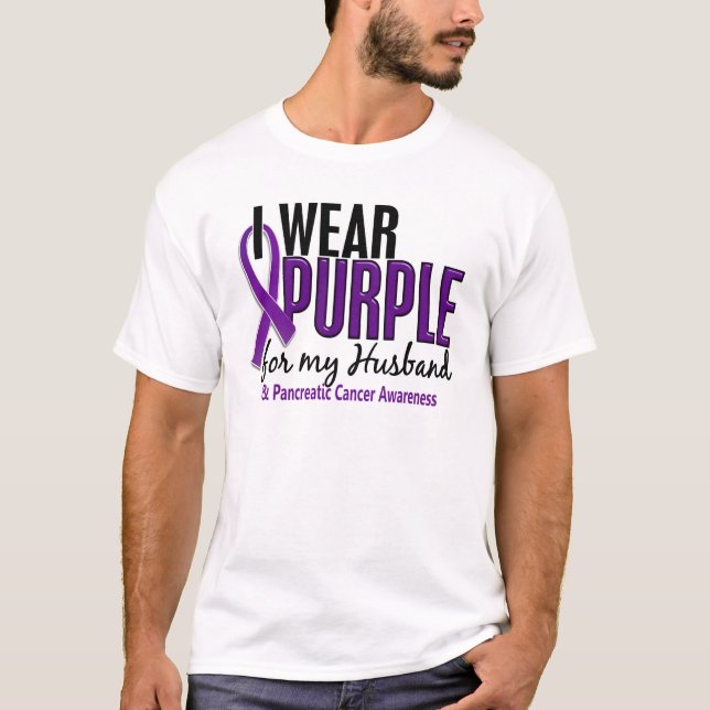 T-shirt Je porte le pourpre pour mon Cancer pancréatique (Devant)