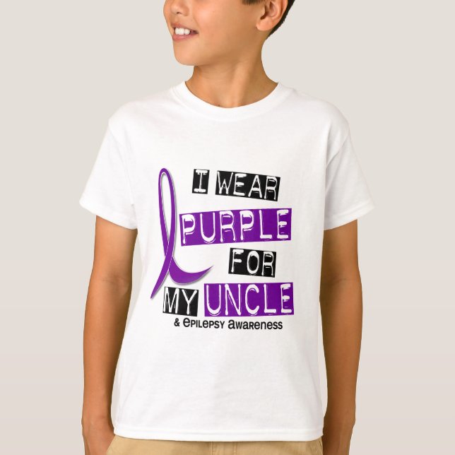 T-shirt Je porte le pourpre pour mon oncle 37 épilepsie (Devant)