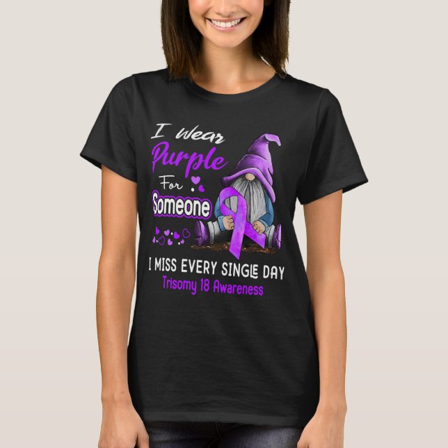 T-shirt Je Porte Le Purple Pour Quelqu'Un De Trisomie 18 (Devant)