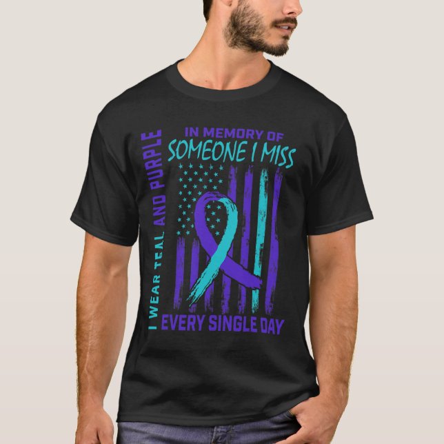 T-shirt Je Porte Le Purple Turquoise Pour Quelqu'Un Qui Me (Devant)