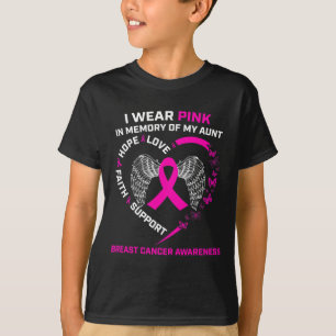 T-shirt Je Porte Le Rose En Mémoire De Ma Tante Cancer Du