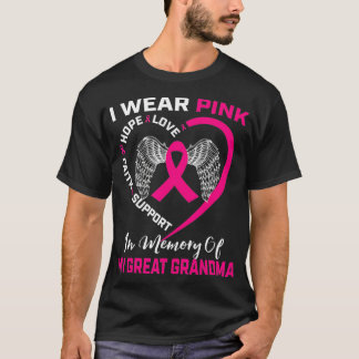 T-shirt Je Porte Le Rose En Mémoire De Mon Grand Grand-Mèr
